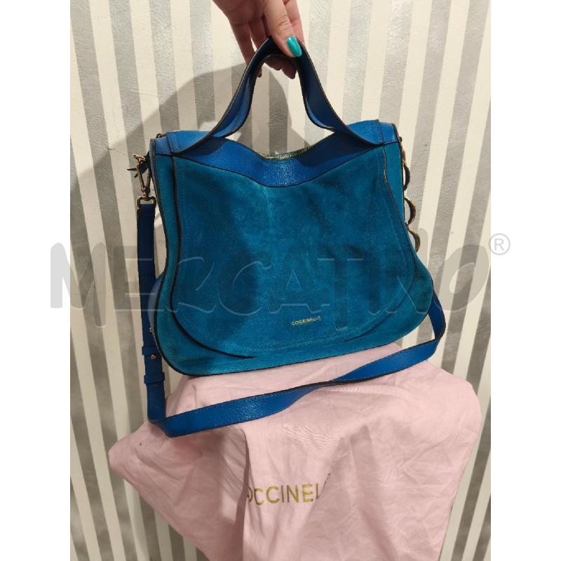 BORSA DONNA COCCINELLE AZZURRA PETROLIO SCAMOSCIATA | Mercatino dell'Usato Campobasso 1