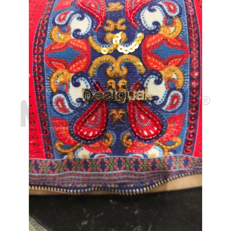 BORSA DONNA DESIGUAL SCAMOSCIATO BEIGE TESSUTO BLU ROSSO | Mercatino dell'Usato Campobasso 2