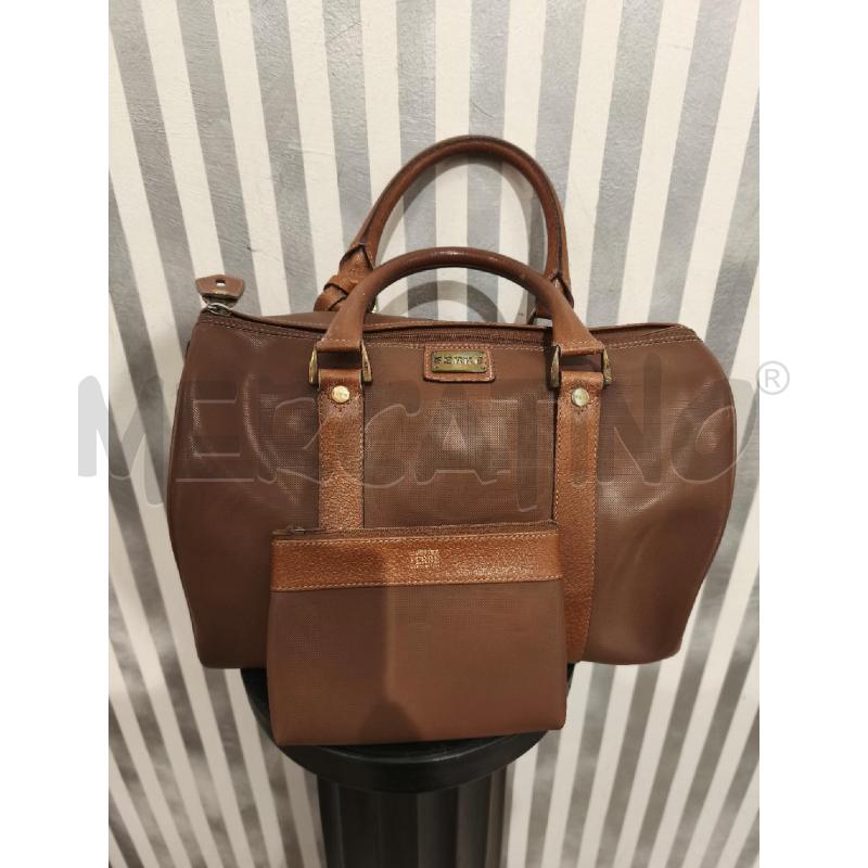 BORSA DONNA FERRÈ BAULETTO MARRONCINO CON CHIAVE LUCCHETTO E POCHETTE | Mercatino dell'Usato Campobasso 1