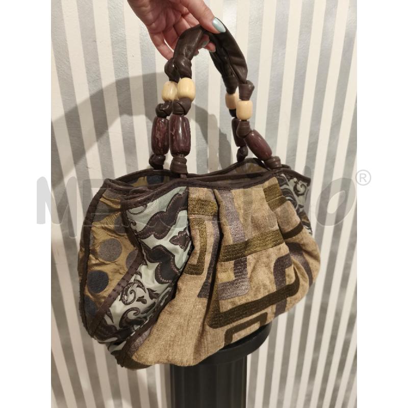 BORSA DONNA MALIPARMI MARRONE E TESSUTO | Mercatino dell'Usato Campobasso 1