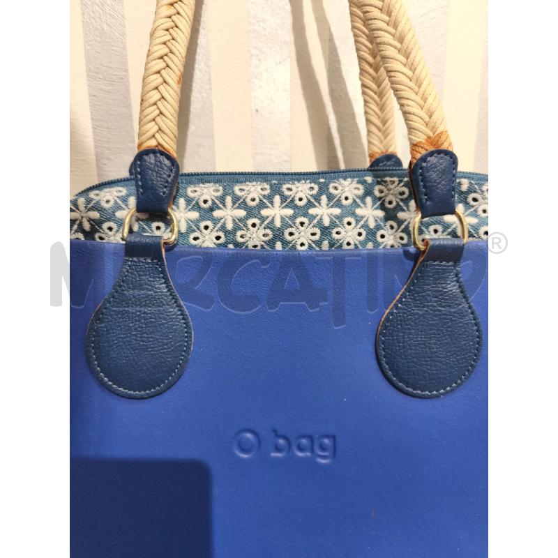 BORSA DONNA O BAG BLU ELETTRICO INTERNO TESSUTO BIANCO A FIORI | Mercatino dell'Usato Campobasso 3
