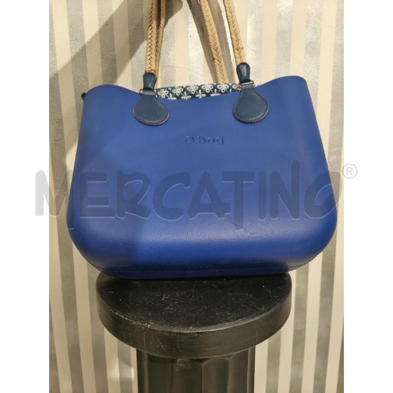 BORSA DONNA O BAG BLU ELETTRICO INTERNO TESSUTO BIANCO A FIORI | Mercatino dell'Usato Campobasso 4