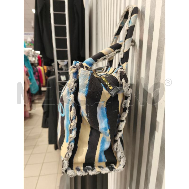 BORSA DONNA PINKO TOTE BAG RIGHE NERE BEIGE CELESTI | Mercatino dell'Usato Campobasso 3