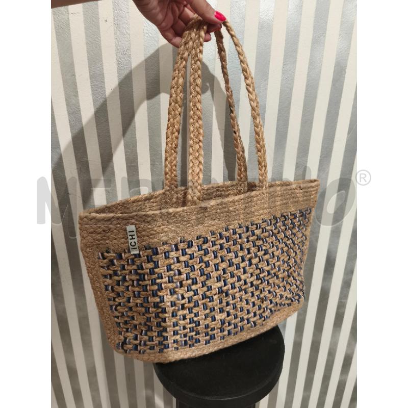 BORSA DONNA TIP PAGLIA BEIGE INDACO E ROSA | Mercatino dell'Usato Campobasso 1