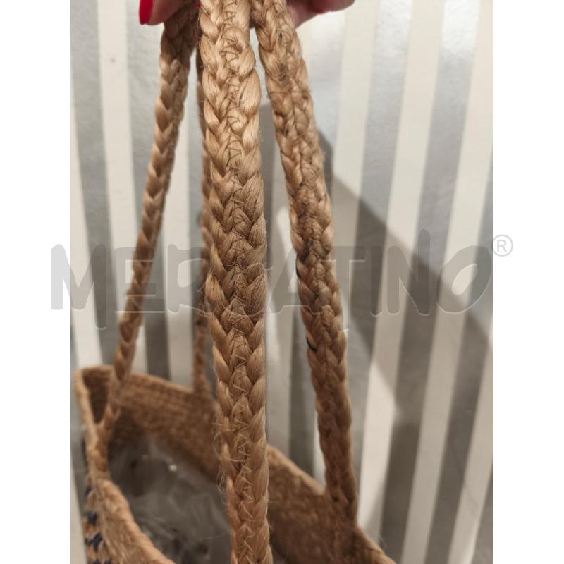 BORSA DONNA TIP PAGLIA BEIGE INDACO E ROSA | Mercatino dell'Usato Campobasso 4