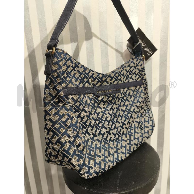 BORSA DONNA TOMMY HILFIGER BLU TESSUTO TH | Mercatino dell'Usato Campobasso 1
