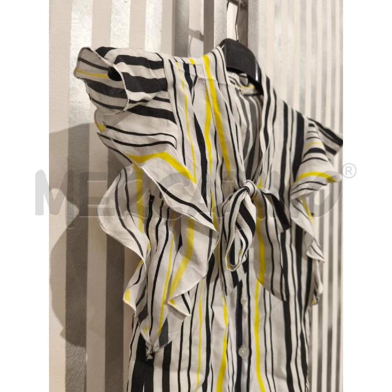 CAMICIA DONNA BYBLOS BIANCA RIGHE NERE GIALLE | Mercatino dell'Usato Campobasso 4