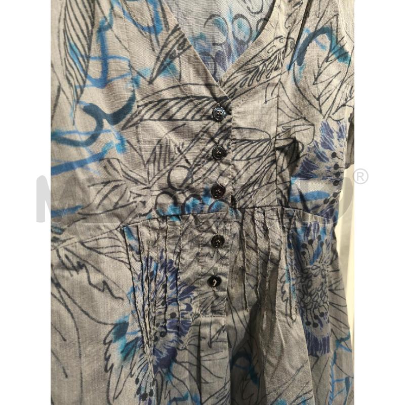 CAMICIA DONNA MANILA GRACE GRIGIA DISEGNI BLU NERI MANICHE CORTE | Mercatino dell'Usato Campobasso 2