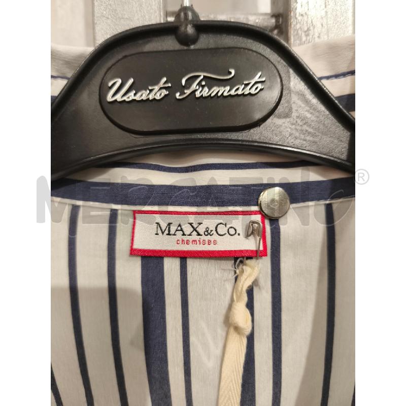 CAMICIA DONNA MAX&CO BIANCA RIGHE AZZURRO POLVERE NUOVA | Mercatino dell'Usato Campobasso 2