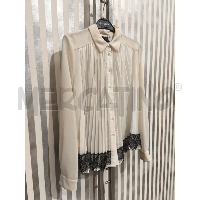 CAMICIA DONNA PINKO BIANCA PLISSEE PIZZO NERO RETRO GIALLINO | Mercatino dell'Usato Campobasso 3