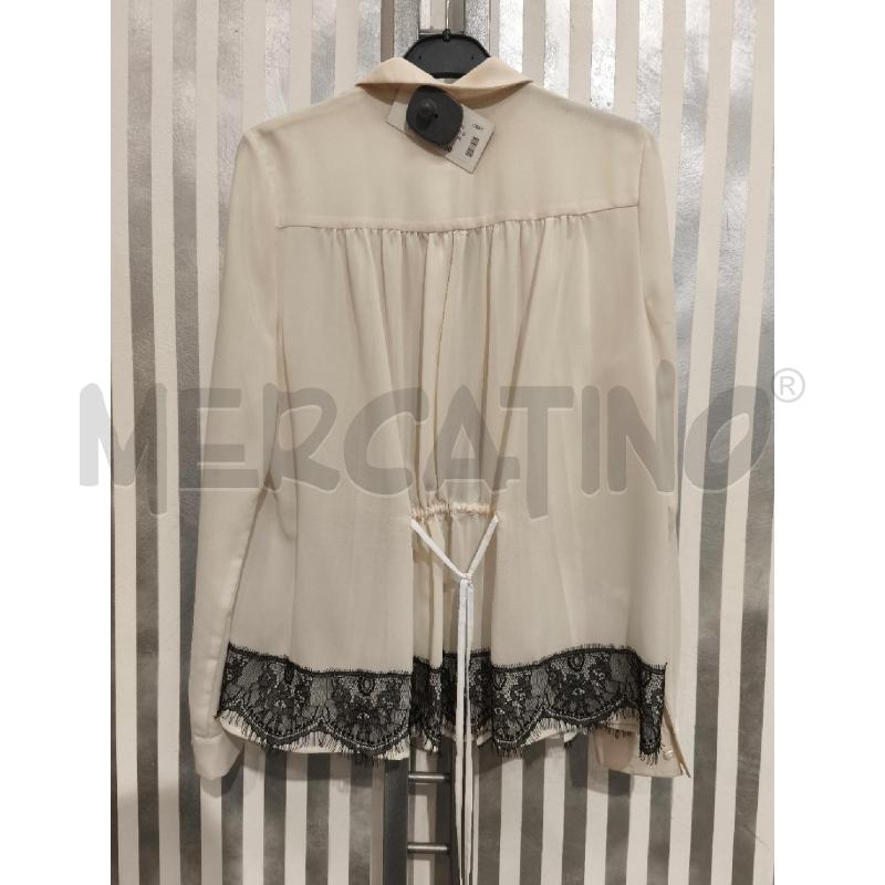 CAMICIA DONNA PINKO BIANCA PLISSEE PIZZO NERO RETRO GIALLINO | Mercatino dell'Usato Campobasso 4
