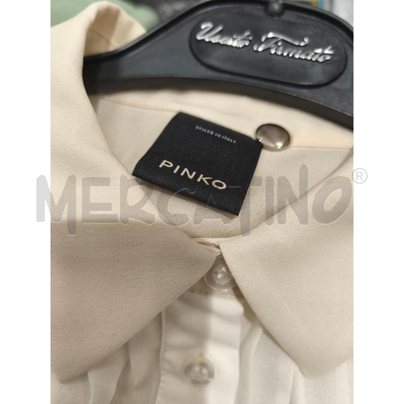 CAMICIA DONNA PINKO BIANCA PLISSEE PIZZO NERO RETRO GIALLINO | Mercatino dell'Usato Campobasso 5