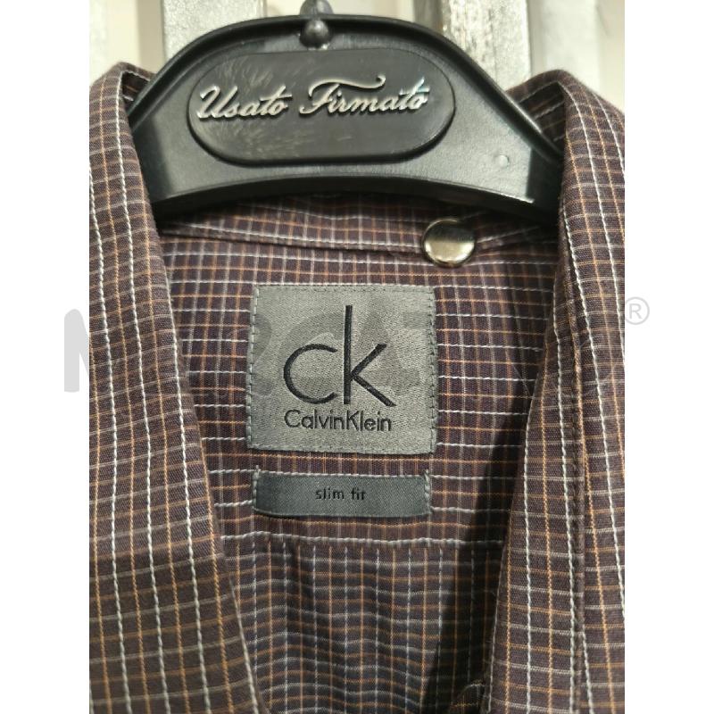 CAMICIA UOMO CALVIN KLEIN MARRONI RETICOLO BIANCO GIALLO | Mercatino dell'Usato Campobasso 2