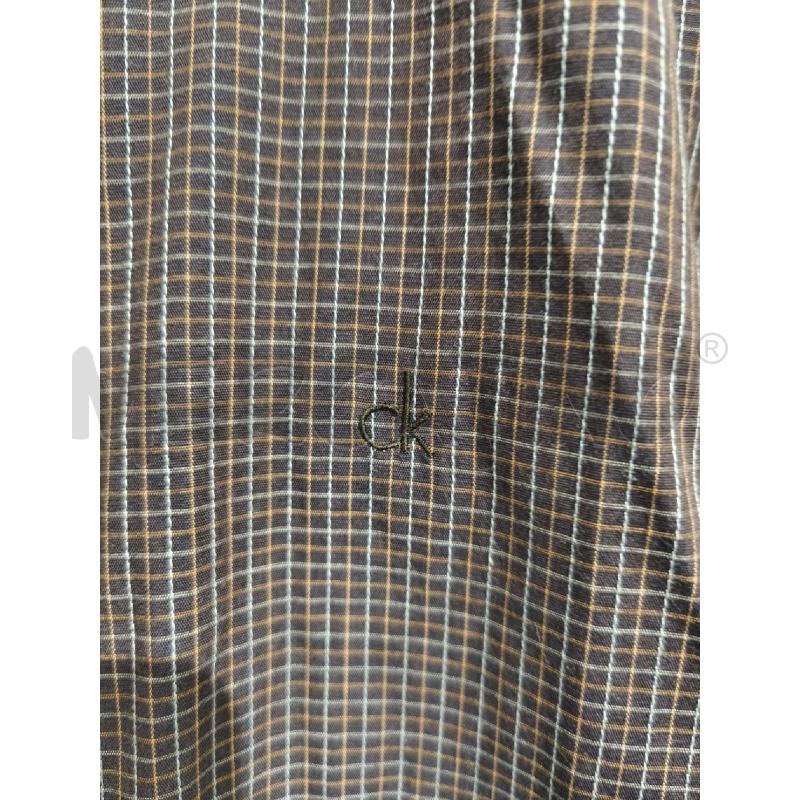 CAMICIA UOMO CALVIN KLEIN MARRONI RETICOLO BIANCO GIALLO | Mercatino dell'Usato Campobasso 3