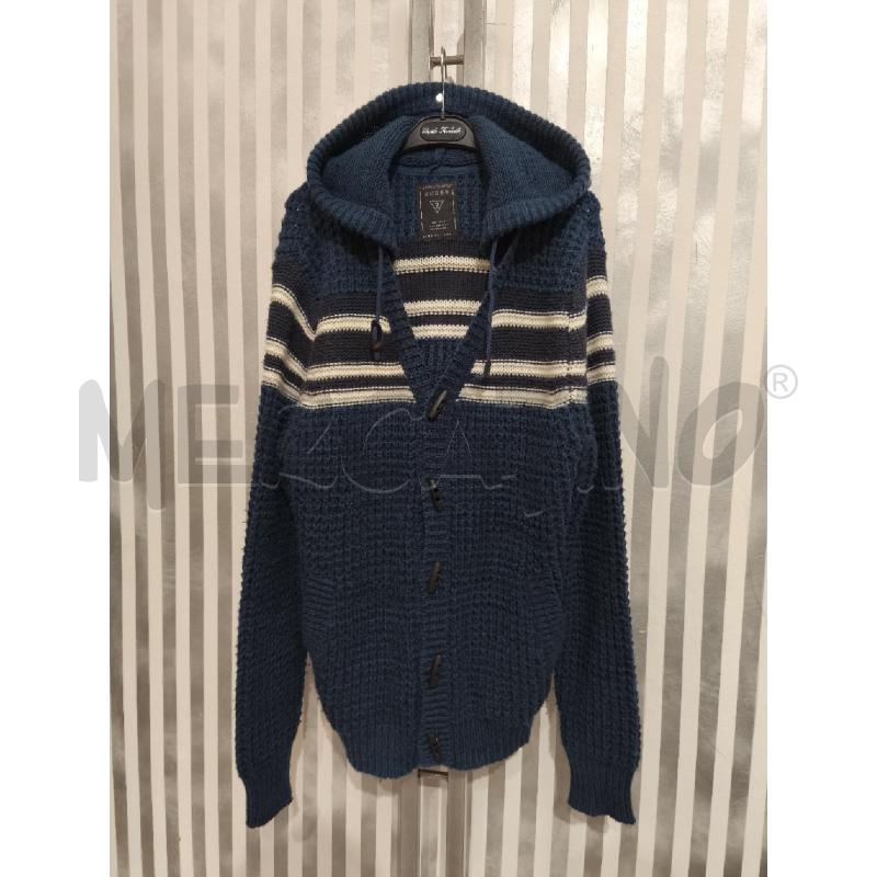 CARDIGAN UOMO GUESS BLU RIGHE BIANCHE CAPPUCCIO | Mercatino dell'Usato Campobasso 1