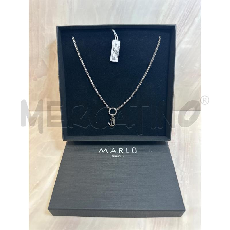 Collana uomo croce in acciaio blu Marlù