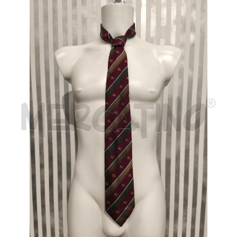 CRAVATTA BURBERRY RIGHE BORDEAUX OLIVA LOGHI BEIGE | Mercatino dell'Usato Campobasso 1
