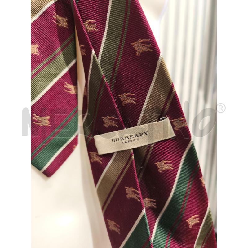 CRAVATTA BURBERRY RIGHE BORDEAUX OLIVA LOGHI BEIGE | Mercatino dell'Usato Campobasso 2