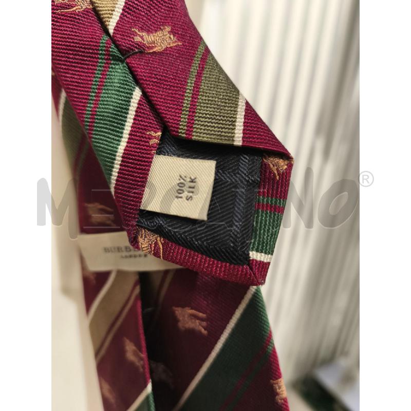 CRAVATTA BURBERRY RIGHE BORDEAUX OLIVA LOGHI BEIGE | Mercatino dell'Usato Campobasso 3
