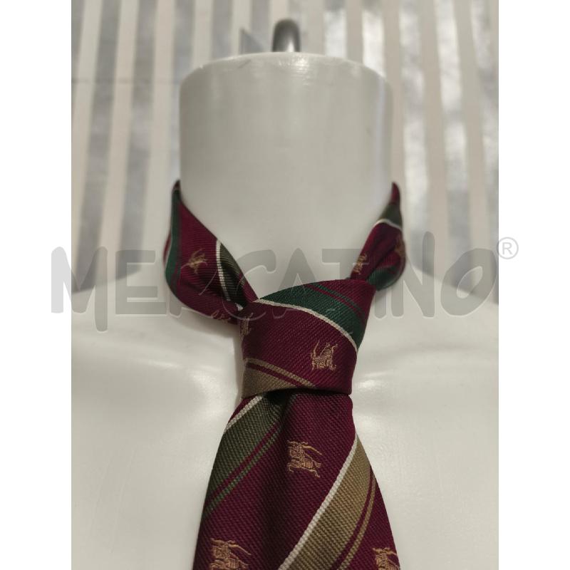 CRAVATTA BURBERRY RIGHE BORDEAUX OLIVA LOGHI BEIGE | Mercatino dell'Usato Campobasso 4