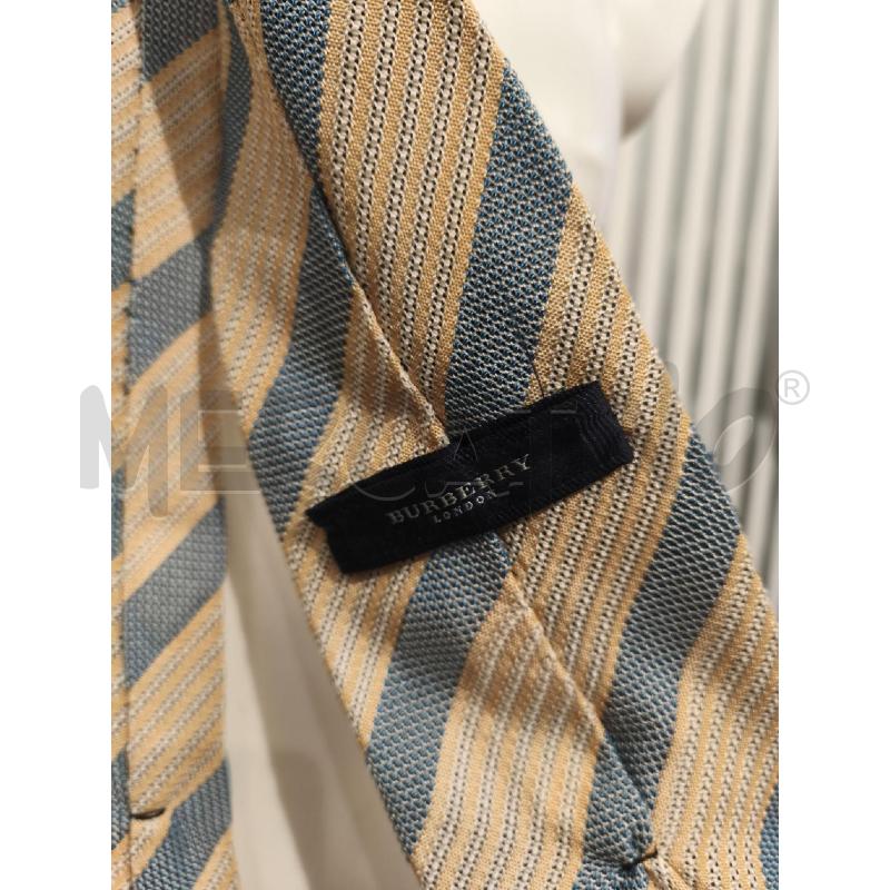 CRAVATTA BURBERRY RIGHE GIALLINE CELESTI OBLIQUE | Mercatino dell'Usato Campobasso 2