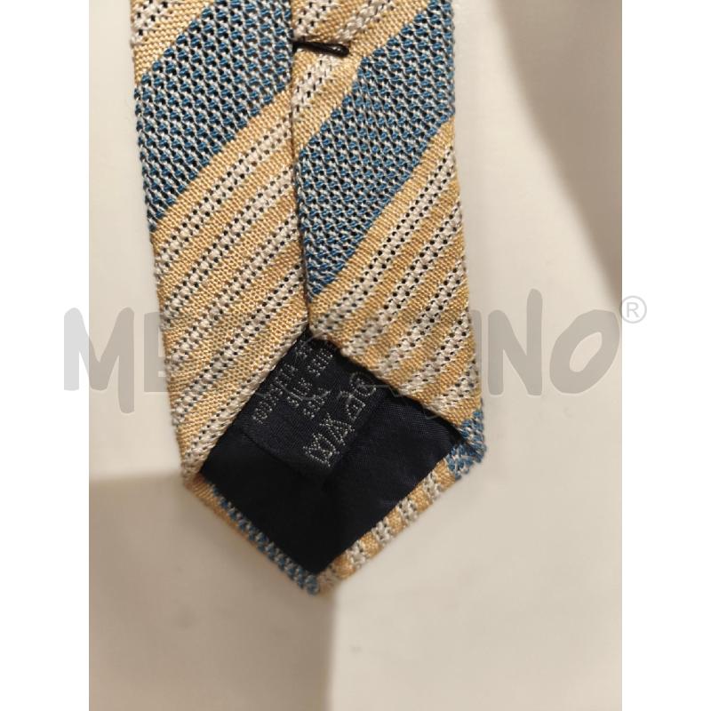 CRAVATTA BURBERRY RIGHE GIALLINE CELESTI OBLIQUE | Mercatino dell'Usato Campobasso 3