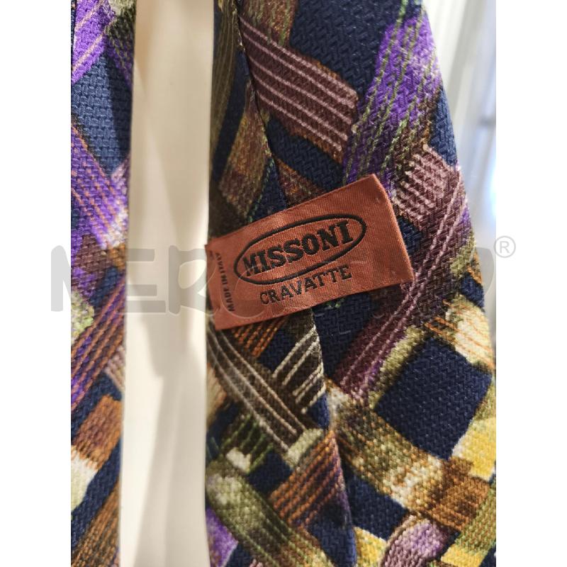CRAVATTA MISSONI BLU PENNELLATE BEIGE VIOLA VERDI | Mercatino dell'Usato Campobasso 2