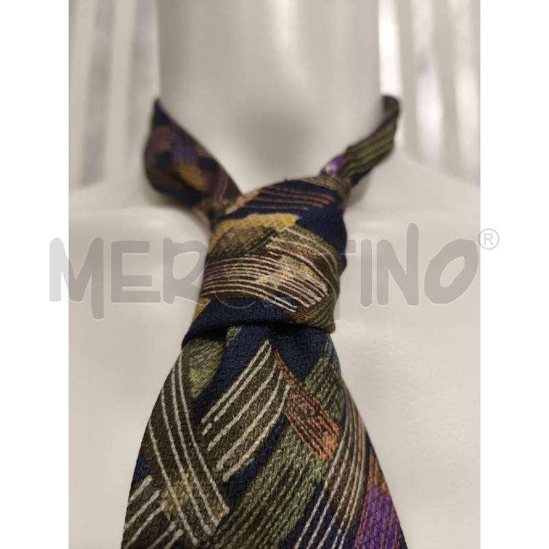 CRAVATTA MISSONI BLU PENNELLATE BEIGE VIOLA VERDI | Mercatino dell'Usato Campobasso 3