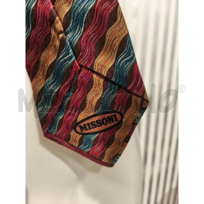 CRAVATTA MISSONI MARRONE ONDE AZZURRE GIALLE ROSSE | Mercatino dell'Usato Campobasso 5