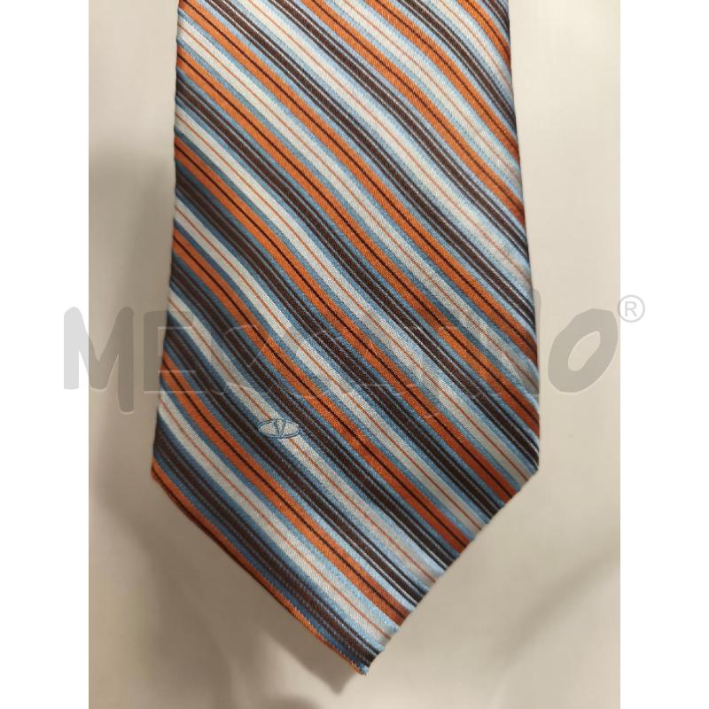 CRAVATTA VALENTINO RIGHE BIANCHE INDACO ARANCIO | Mercatino dell'Usato Campobasso 2