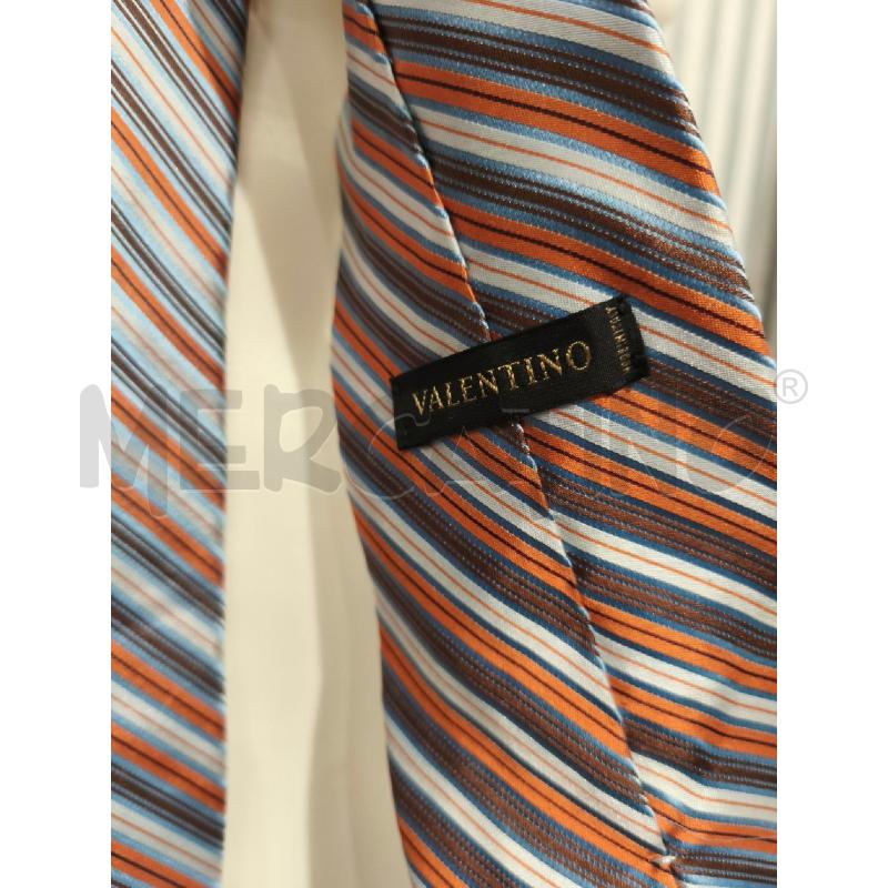 CRAVATTA VALENTINO RIGHE BIANCHE INDACO ARANCIO | Mercatino dell'Usato Campobasso 3