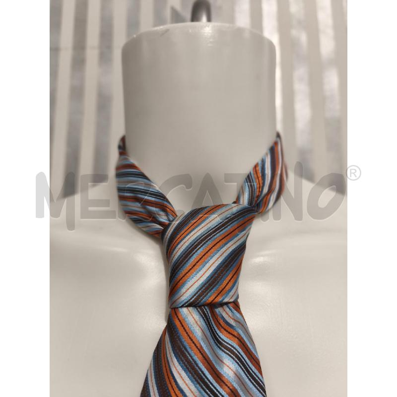 CRAVATTA VALENTINO RIGHE BIANCHE INDACO ARANCIO | Mercatino dell'Usato Campobasso 4
