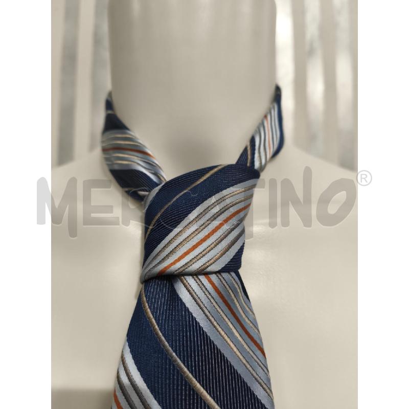 CRAVATTA VALENTINO RIGHE OBLIQUE CELESTI BLU PANNA ARANCIO | Mercatino dell'Usato Campobasso 2