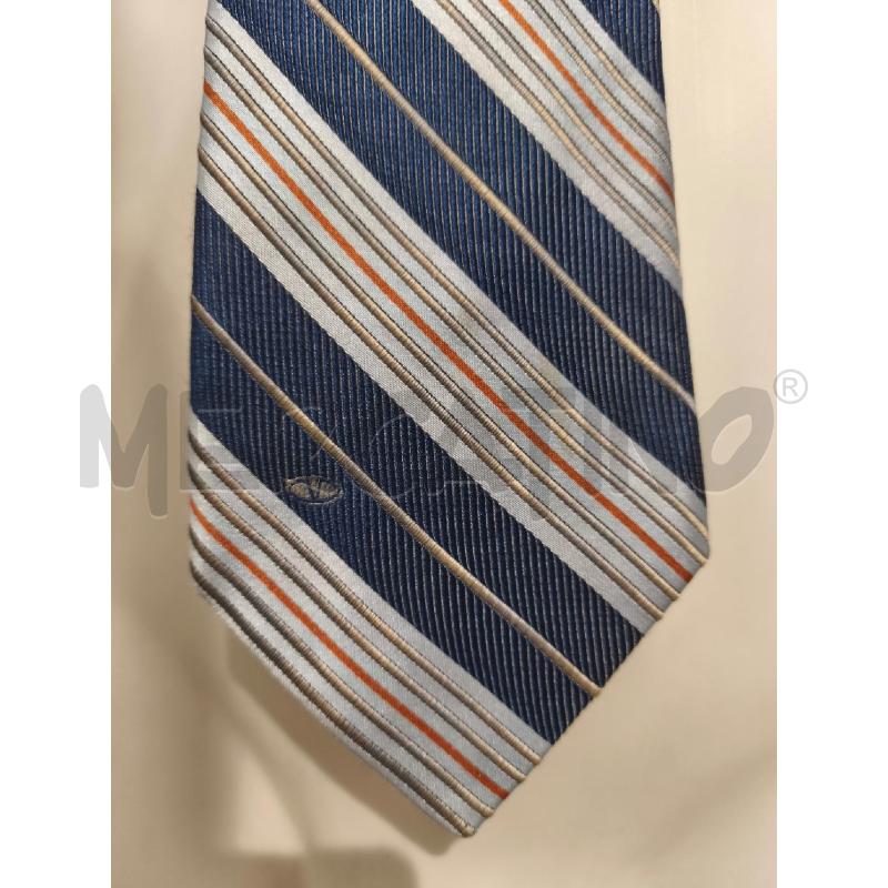 CRAVATTA VALENTINO RIGHE OBLIQUE CELESTI BLU PANNA ARANCIO | Mercatino dell'Usato Campobasso 4