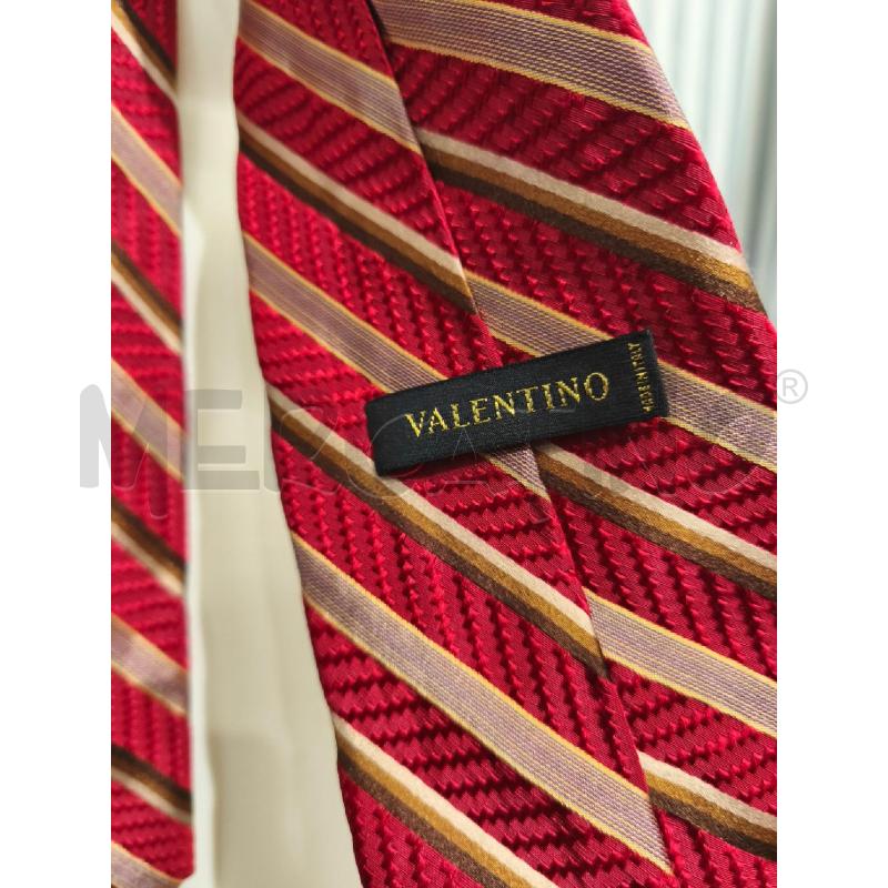 CRAVATTA VALENTINO ROSSA RIGHE BEIGE OBLIQUE | Mercatino dell'Usato Campobasso 2