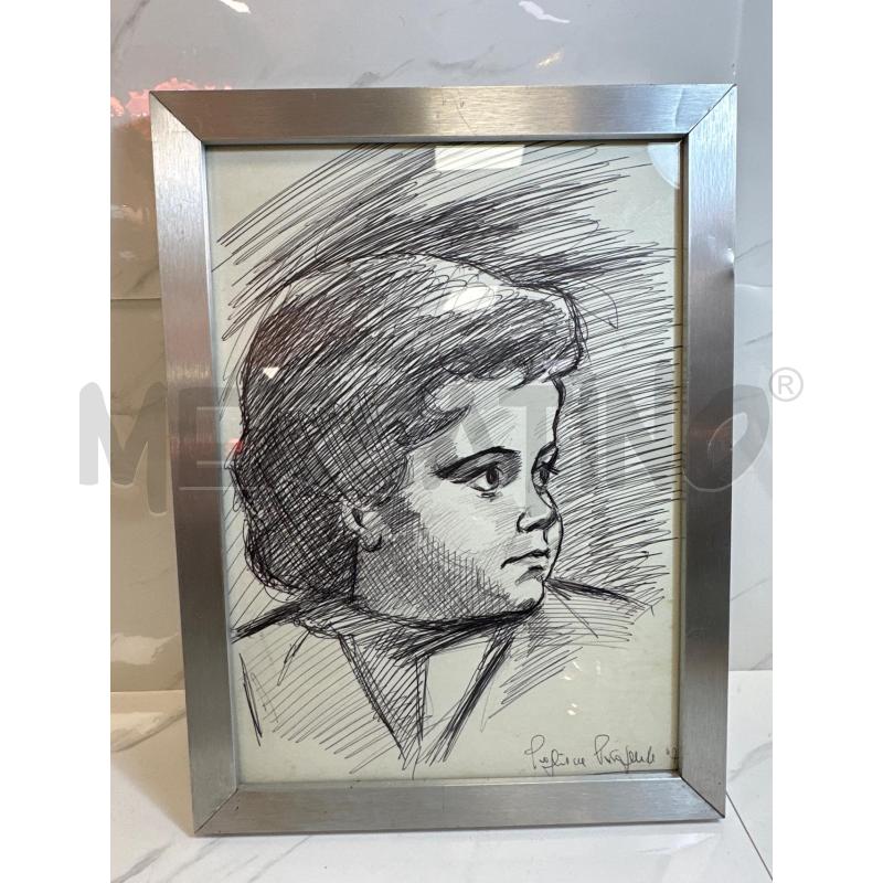 DISEGNO A PENNA RIP PAGLIONE 25X33 CM RITRATTO BIMBA | Mercatino dell'Usato Campobasso 1