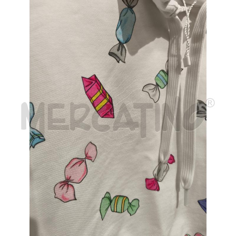 FELPA DONNA MOSCHINO BIANCA CARAMELLE COLORATE | Mercatino dell'Usato Campobasso 2