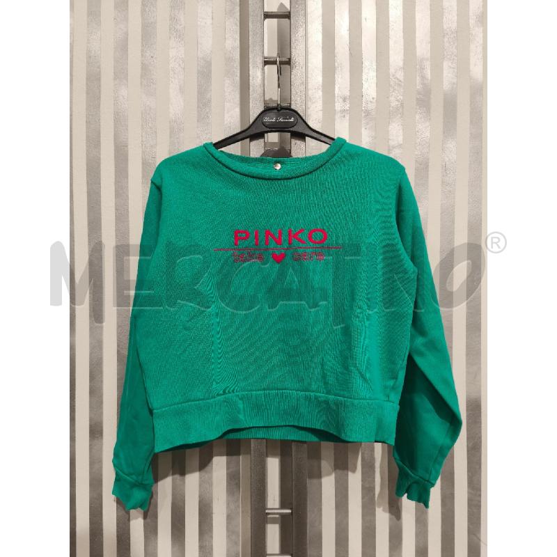 FELPA DONNA PINKO VERDE SCRITTO ROSA CORTA | Mercatino dell'Usato Campobasso 1