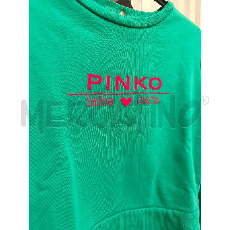 FELPA DONNA PINKO VERDE SCRITTO ROSA CORTA | Mercatino dell'Usato Campobasso 2