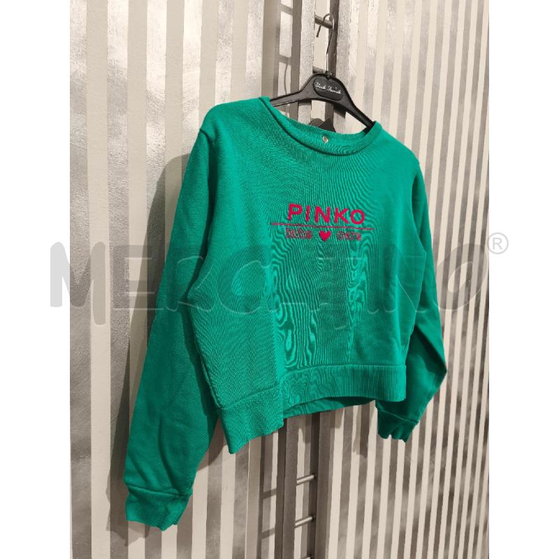 FELPA DONNA PINKO VERDE SCRITTO ROSA CORTA | Mercatino dell'Usato Campobasso 3