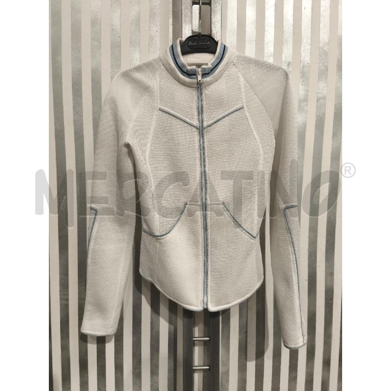 FELPA DONNA SPORTMAX BIANCA RETINA BORDI CELESTI | Mercatino dell'Usato Campobasso 1