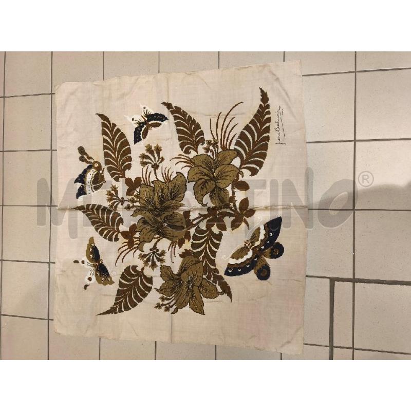 FOULARD PIERRE BALMAIN SETA BEIGE FIORI OLIVABLU | Mercatino dell'Usato Campobasso 4