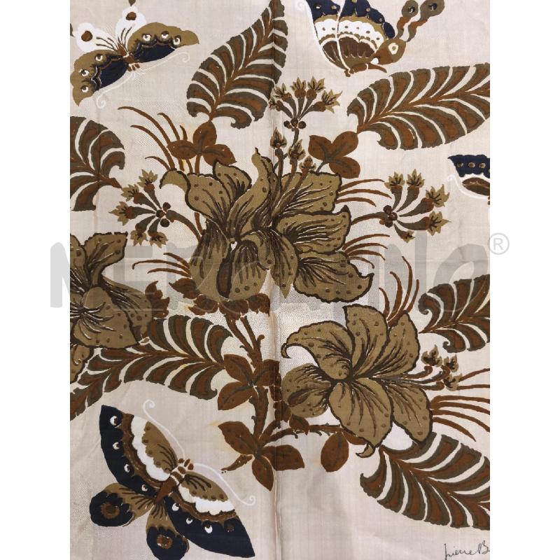 FOULARD PIERRE BALMAIN SETA BEIGE FIORI OLIVABLU | Mercatino dell'Usato Campobasso 5
