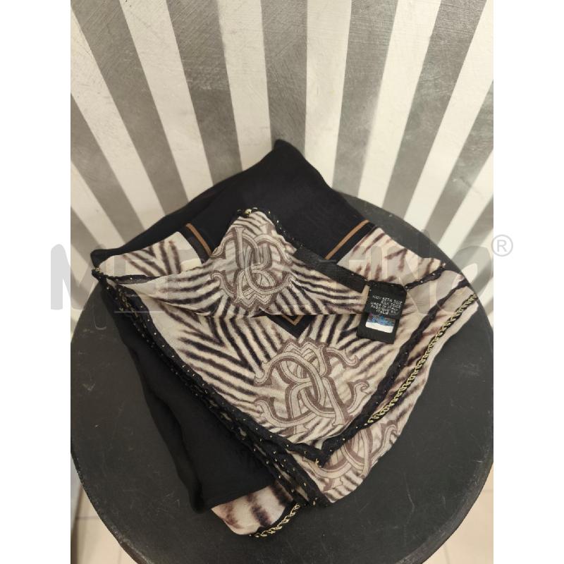 FOULARD ROBERTO CAVALLI NERO BEIGE 100 SETA | Mercatino dell'Usato Campobasso 1