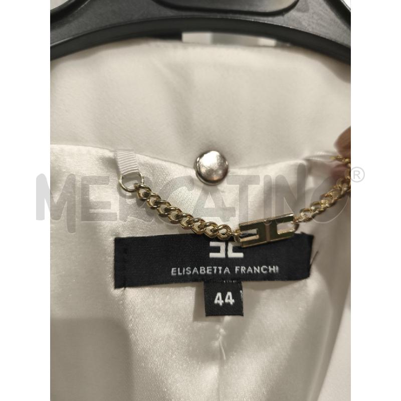 GIACCA DONNA ELISABETTA FRANCHI BIANCA BORDI ACQUAMARINA E BEIGE | Mercatino dell'Usato Campobasso 2