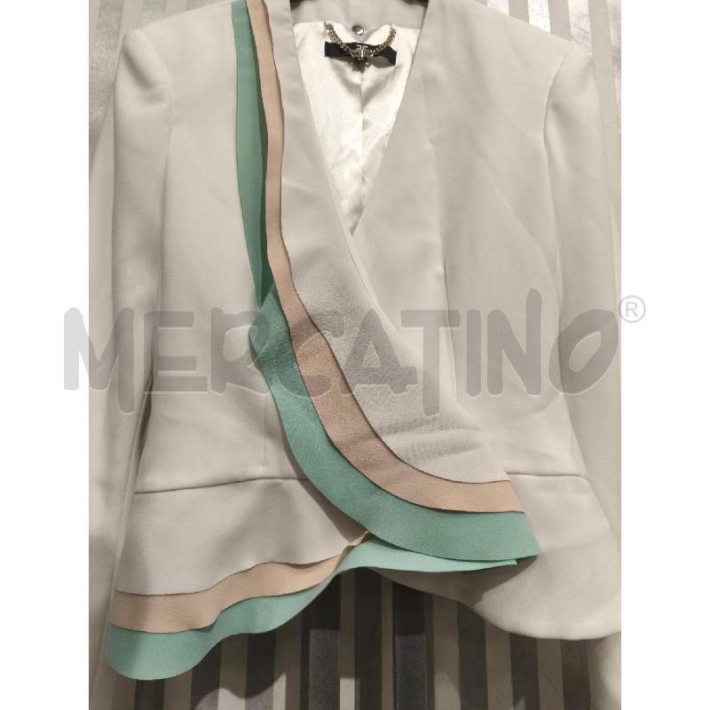 GIACCA DONNA ELISABETTA FRANCHI BIANCA BORDI ACQUAMARINA E BEIGE | Mercatino dell'Usato Campobasso 3