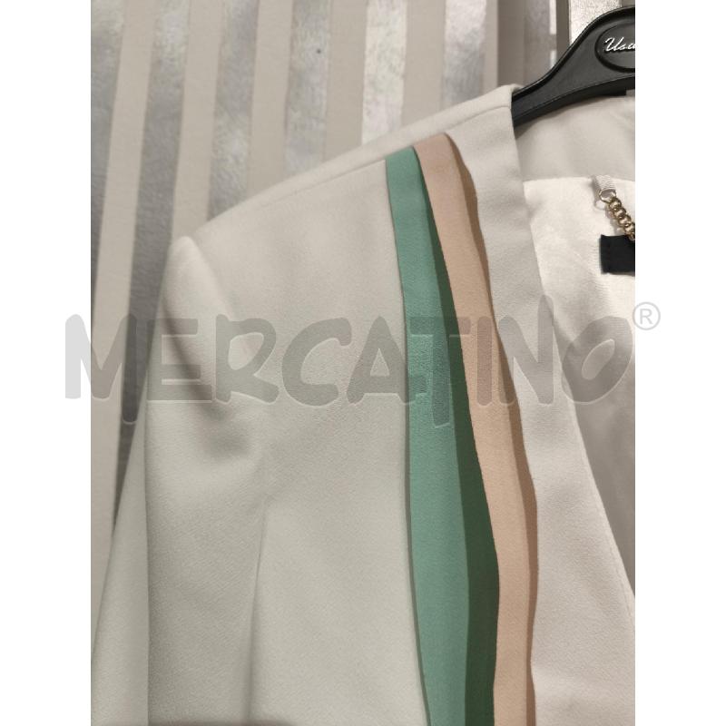 GIACCA DONNA ELISABETTA FRANCHI BIANCA BORDI ACQUAMARINA E BEIGE | Mercatino dell'Usato Campobasso 4