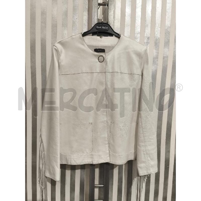 GIACCA DONNA PINKO GESSO VERA PELLE FRANGE | Mercatino dell'Usato Campobasso 1