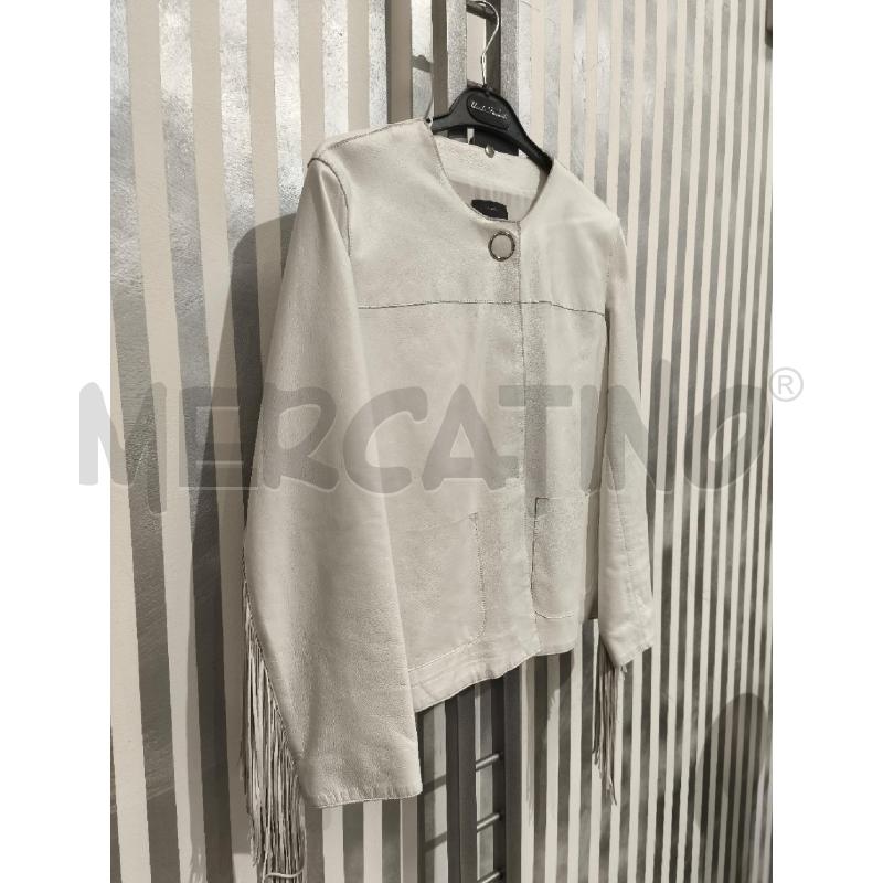 GIACCA DONNA PINKO GESSO VERA PELLE FRANGE | Mercatino dell'Usato Campobasso 3