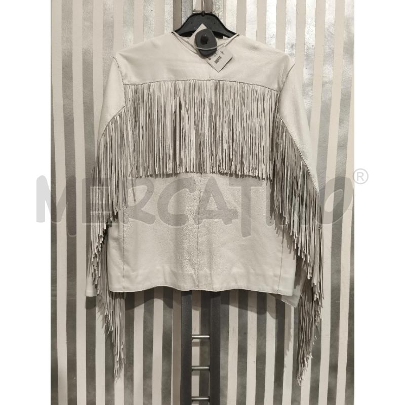 GIACCA DONNA PINKO GESSO VERA PELLE FRANGE | Mercatino dell'Usato Campobasso 4